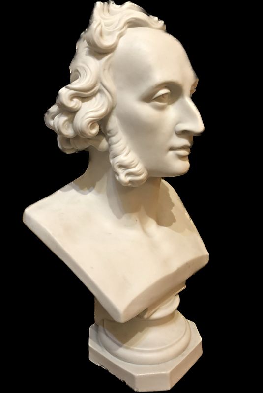 GERMAN COMPOSER FELIX MENDELSSOHN MARBLE SCULPTURE 15”