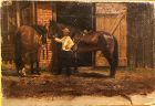 EQUINE SCENE ATTRIBUTED TO JOHNATHAN EASTMAN JOHNSON 1824-1906, OIL