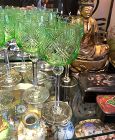 19TH CENTURY APPLE GREEN CRYSTAL GOBLETS SET OF 12