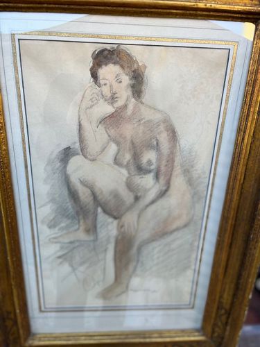 American Artist Raphael Soyer “Life Study” Mixed Media  25” x 18”