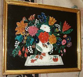 Superb Tinsel or Foil Painting   NY c1870