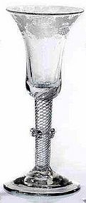 A Huge Superb Vermicular Collar Wine Glass  c1750
