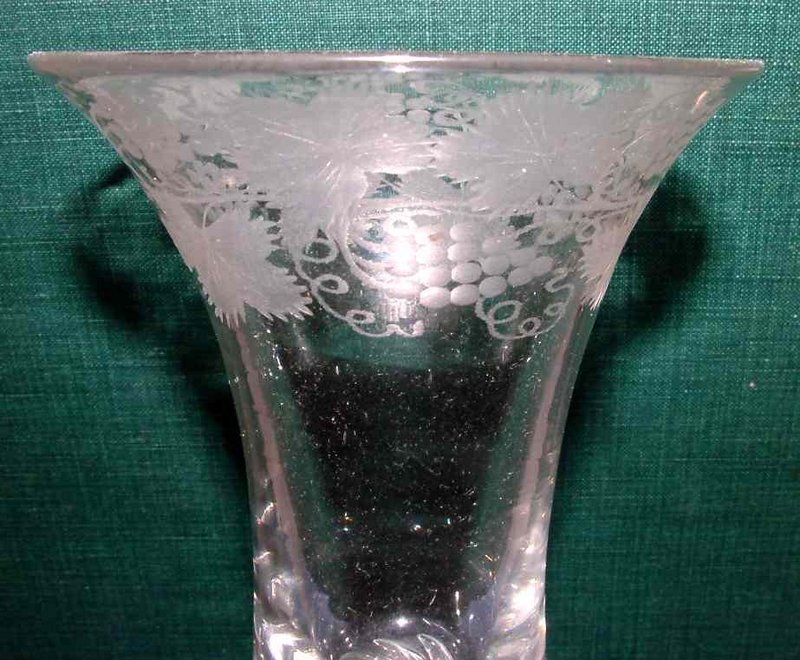 A Huge Superb Vermicular Collar Wine Glass  c1750