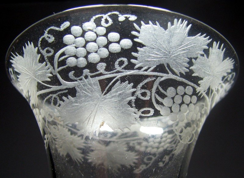 Large Air Twist Wine Glass with Vermicular Collar c1750