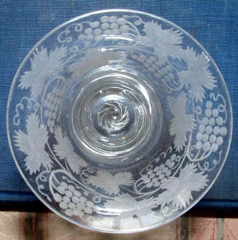 Large Air Twist Wine Glass with Vermicular Collar c1750
