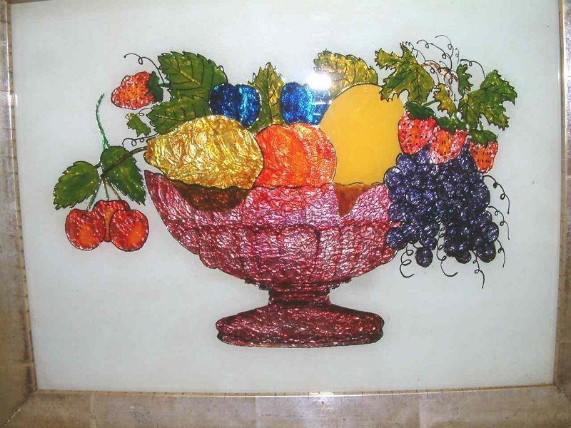 Foil Painting of Fruit Rare American Piece c1875