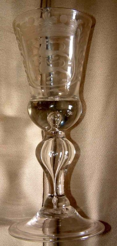 Armorial Goblet  Antique Wine Glass  c1740