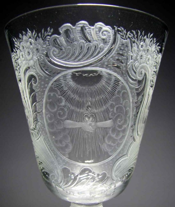 A Fine Engraved Composite Stem Marriage Goblet c1755