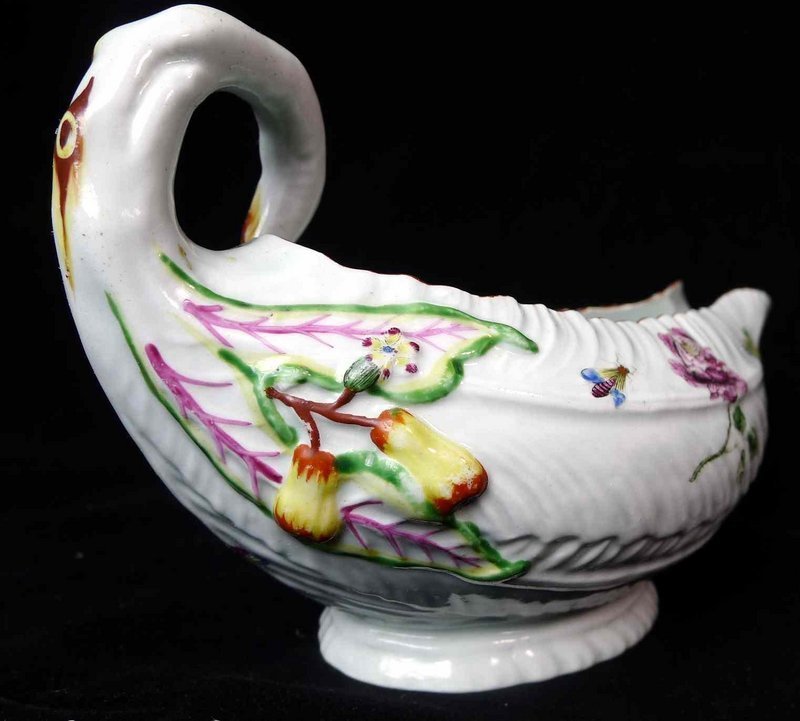 A Worcester Sauce Boat, Early and Superb  c1755