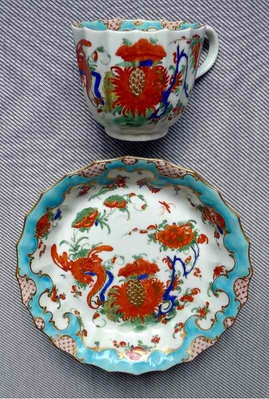 Worcester Jabberwocky Coffee Cup and Saucer  c1768