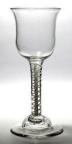 Opaque Twist Domed Foot English Drinking Glass c1765