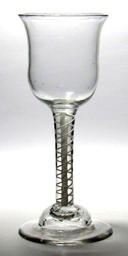 Opaque Twist Domed Foot English Drinking Glass c1765