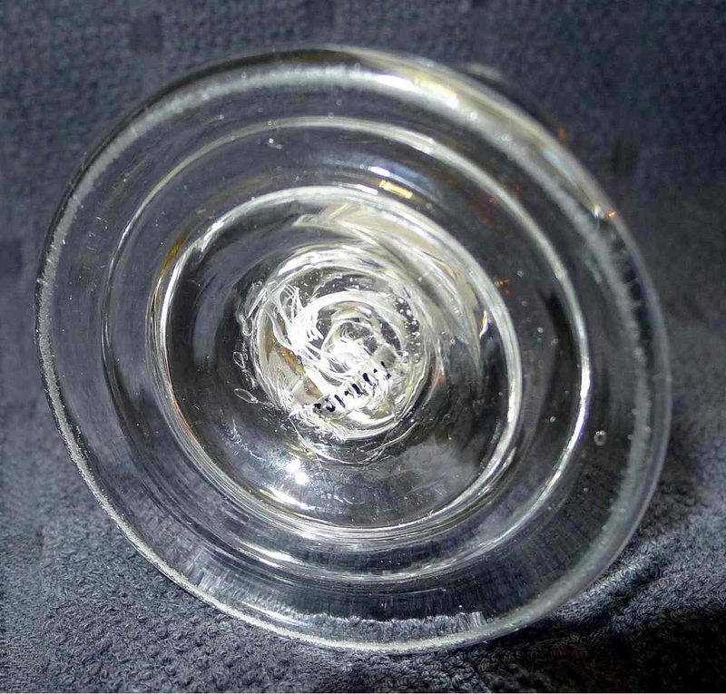 English Terraced Foot Firing Dram Glass Opaque Twist