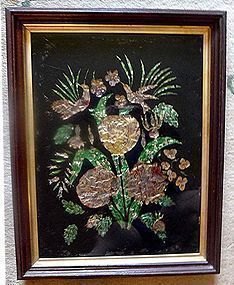 Fine Tinsel Foil Reverse Painting on Glass 19th Century