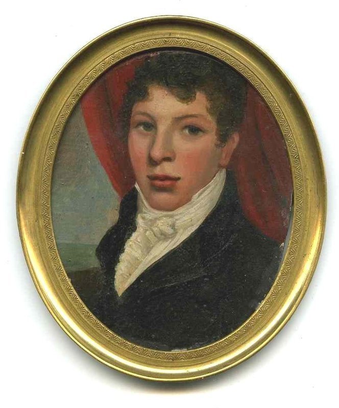 American Miniature Portrait Oil on Copper c1810