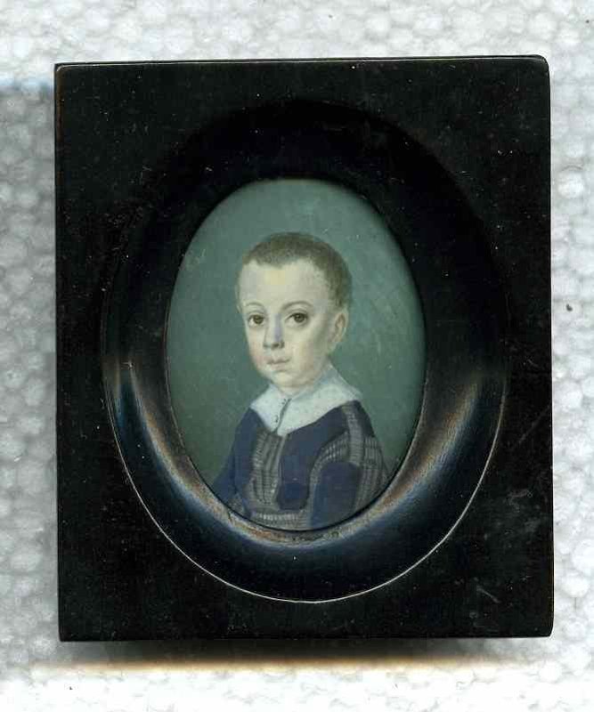 Joseph Saunders Miniature Painting of a Boy c1790