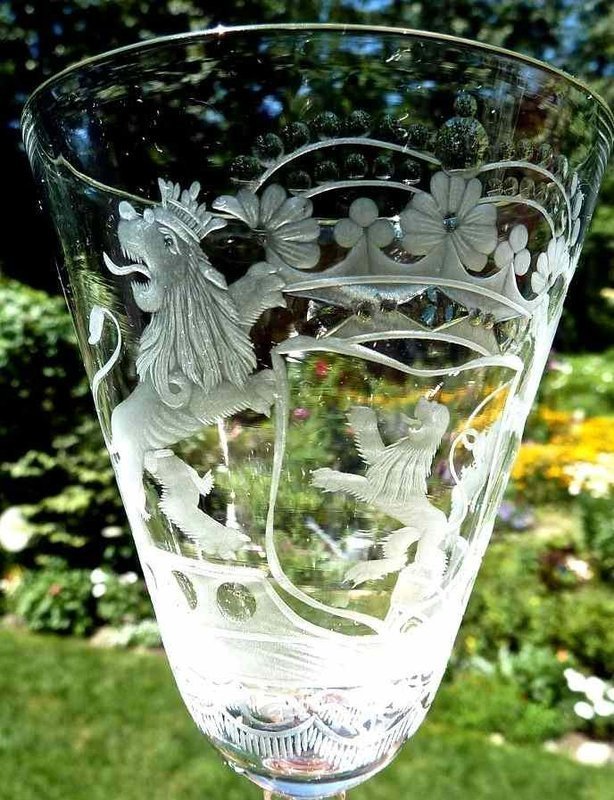 Armorial NL Baluster Wine Glass c1745