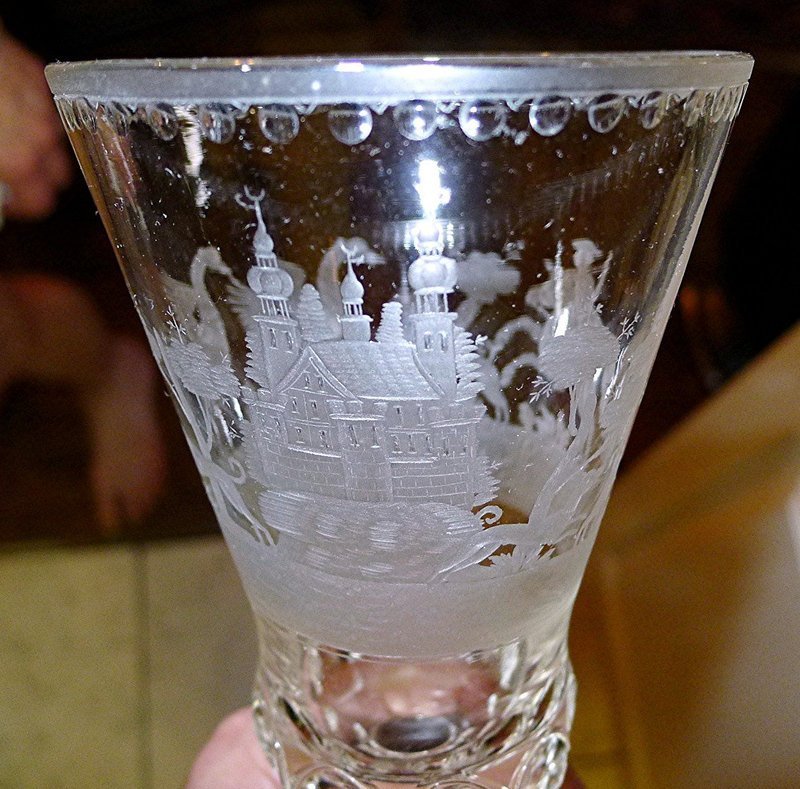 Superb Saxon Hunting Glass c1740