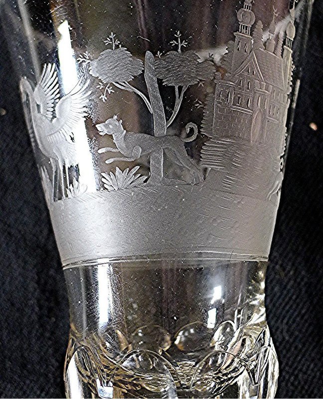 Superb Saxon Hunting Glass c1740