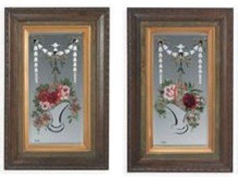 A Pair of Reverse Painted Tall Mirrors 19th C