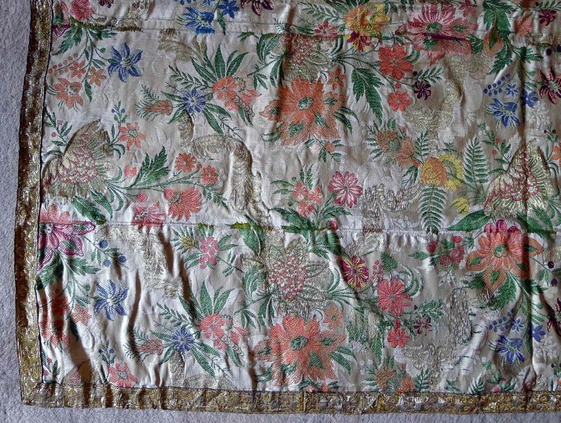 Early French Brocade Large Textile Fragment c1720