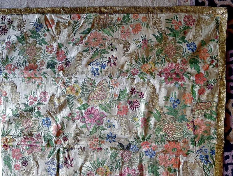 Early French Brocade Large Textile Fragment c1720
