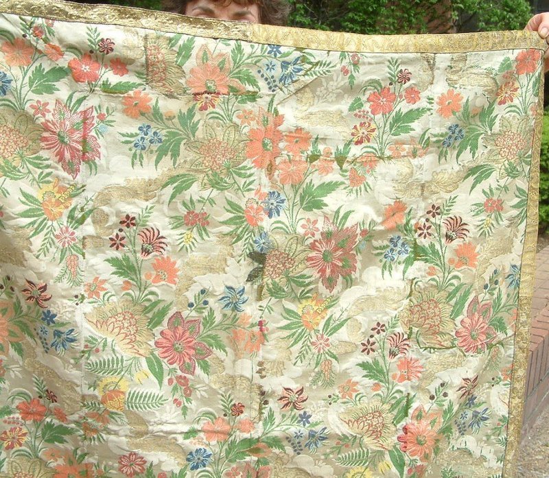 Early French Brocade Large Textile Fragment c1720