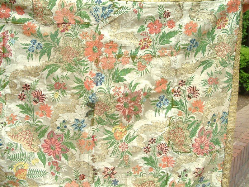 Early French Brocade Large Textile Fragment c1720