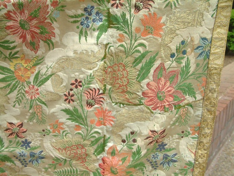 Early French Brocade Large Textile Fragment c1720