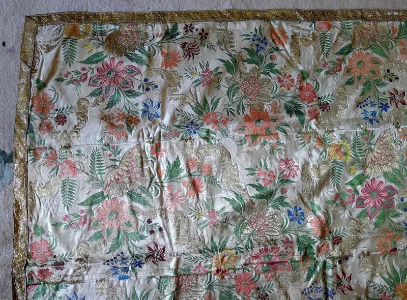 Early French Brocade Large Textile Fragment c1720