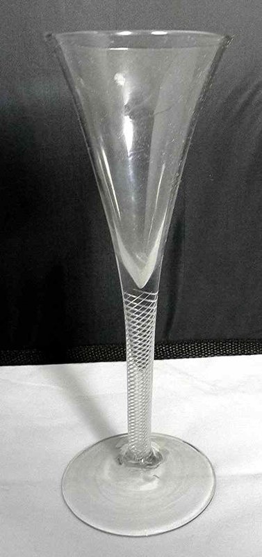 English Multiple Spiral Air Twist Wine Flute c1755