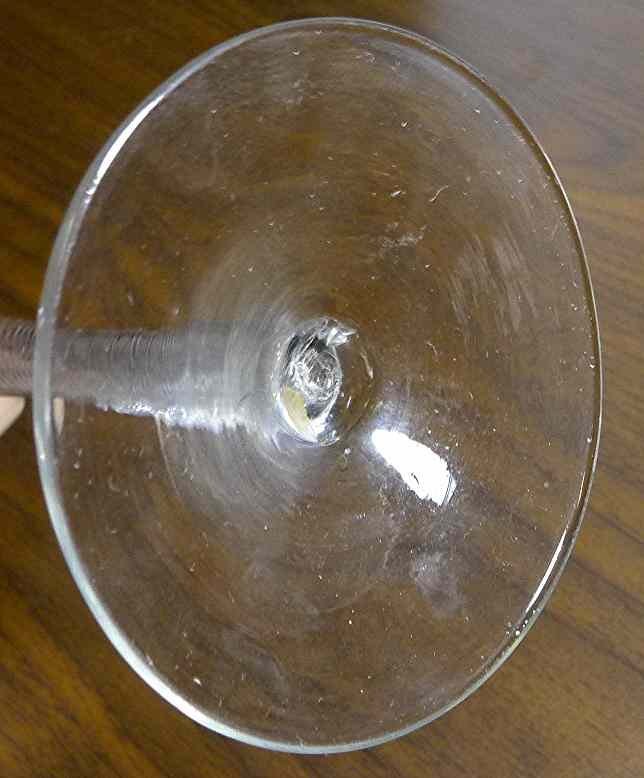 English Multiple Spiral Air Twist Wine Flute c1755