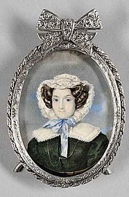 Miniature Painting of Fashionable Woman c1820