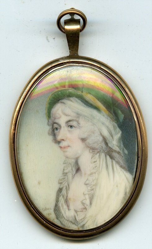 Rare Signed David Gibson Portrait Miniature of a Woman c1793