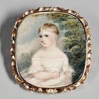 Portrait Miniature of Child 15K Gold Case English c1830