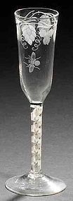 Elegant Antique English Opaque Twist Ale Glass c1765