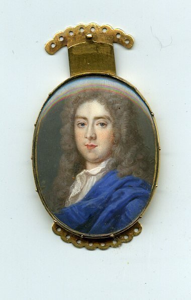 A Fine and Early Miniature Portrait in Gold Slide Case, English c1720