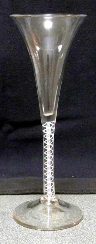 A Georgian Double Series Opaque Twist Wine Flute c1765