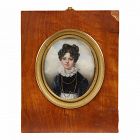 Louis Aubry Miniature Painting of a Beautiful Girl c1815