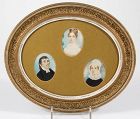 A Family Group of 3 American Portrait Miniatures c1820