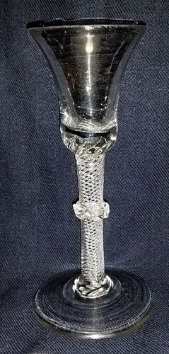 Georgian English MSAT Wine Glass Vermicular Collar c1755