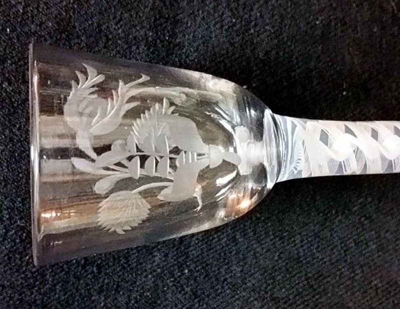 Rare Georgian Opalescent Stem Opaque Twist Wine Glass c1760