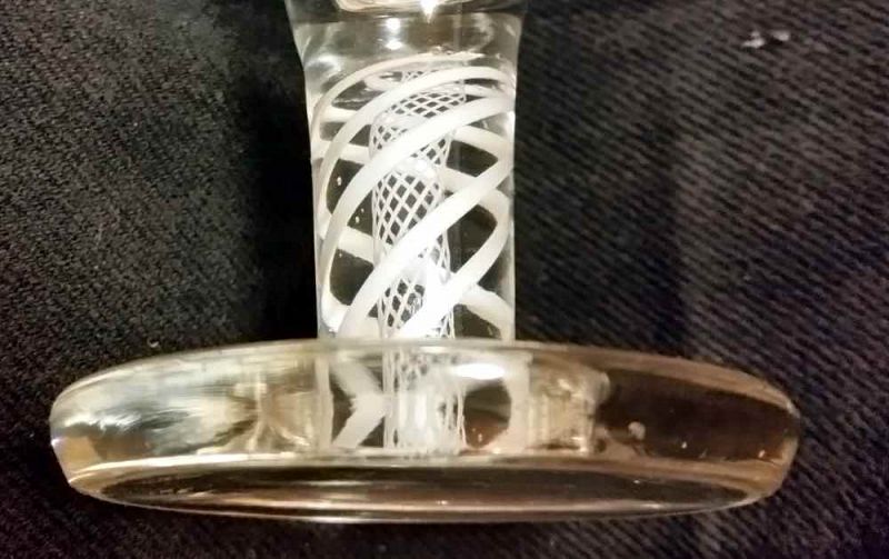 A Large Masonic Interest Opaque Twist Georgian Firing Glass c1760