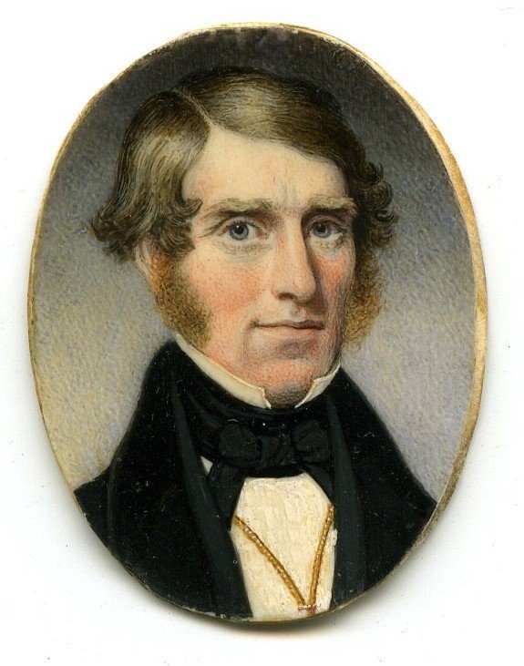 American Miniature Portrait of a Gent c1840 with Unusual Gold Case