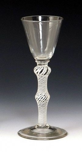 Fine Two Knop 18th Century English Opaque Twist Glass c 1765