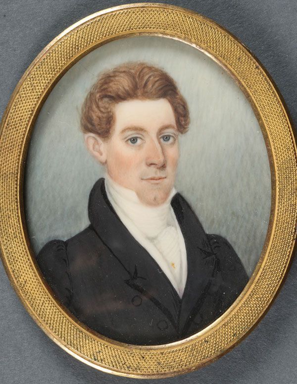 A Miniature Portrait Painting of a Handsome Young Man c1835