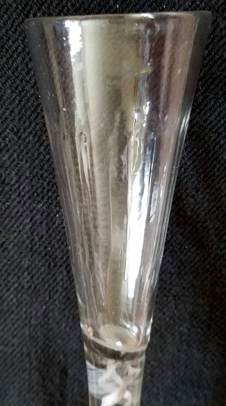 An English Georgian Ratafia Opaque Twist Glass c1765
