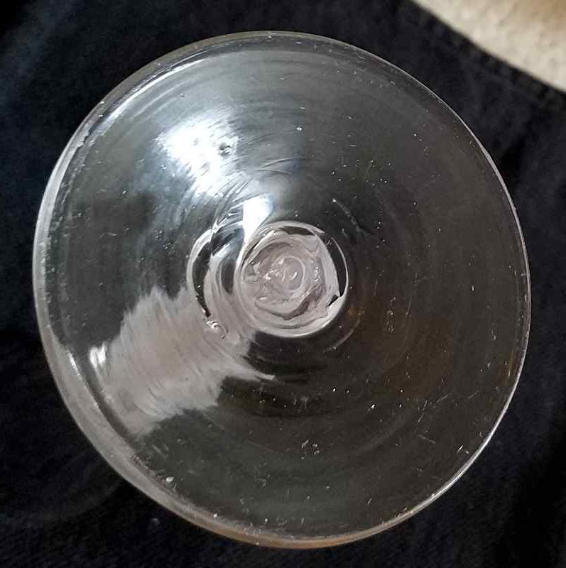 An English Georgian Ratafia Opaque Twist Glass c1765
