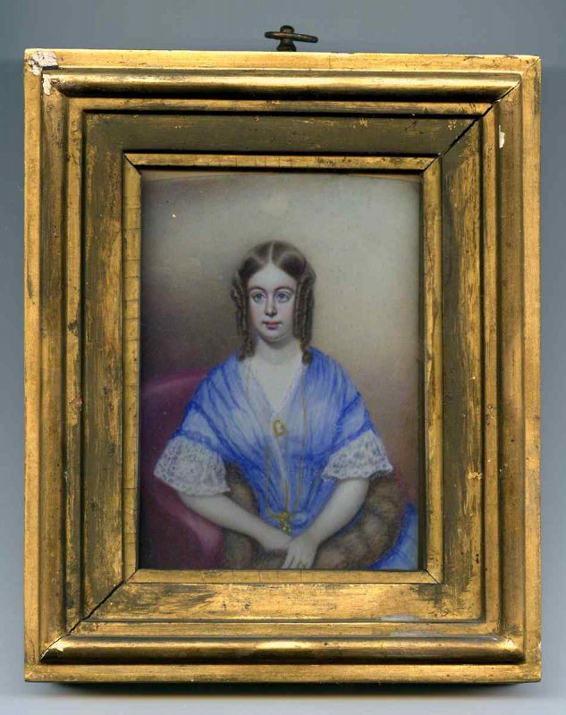 Moses B. Russell Miniature Portrait of a Young Woman c1846