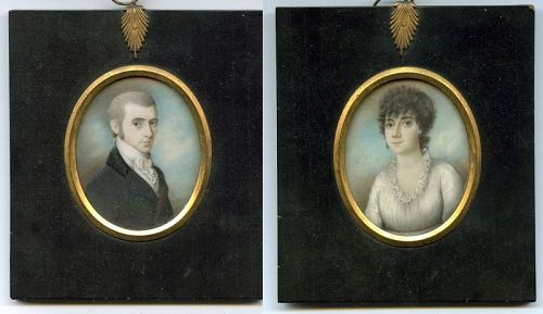 A Fine Pair of Henry Jacob Burch Miniature Portraits c1810